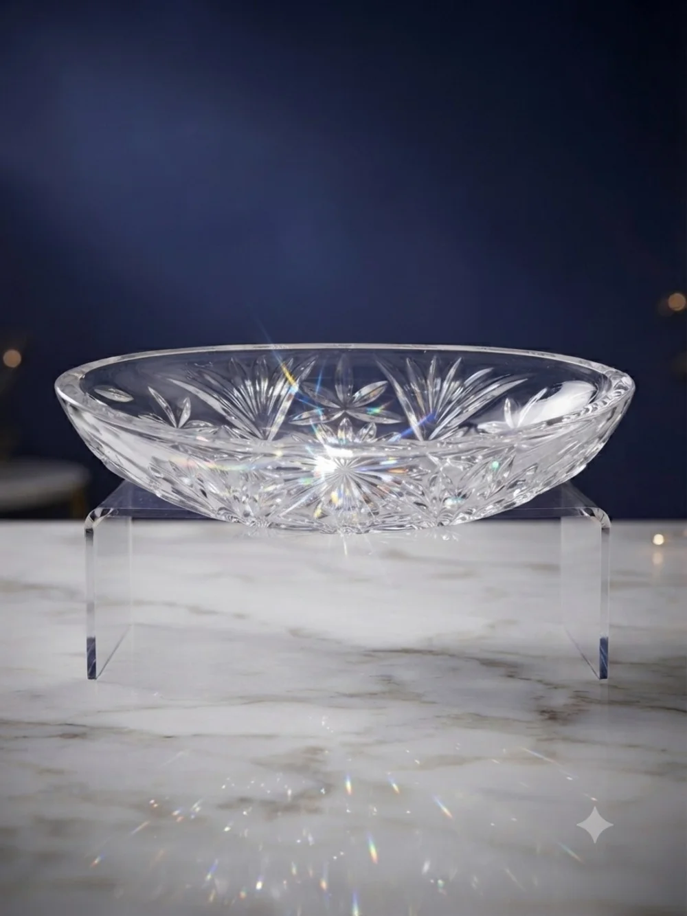 Vintage Cut Crystal Oval Relish Dish | 9.5